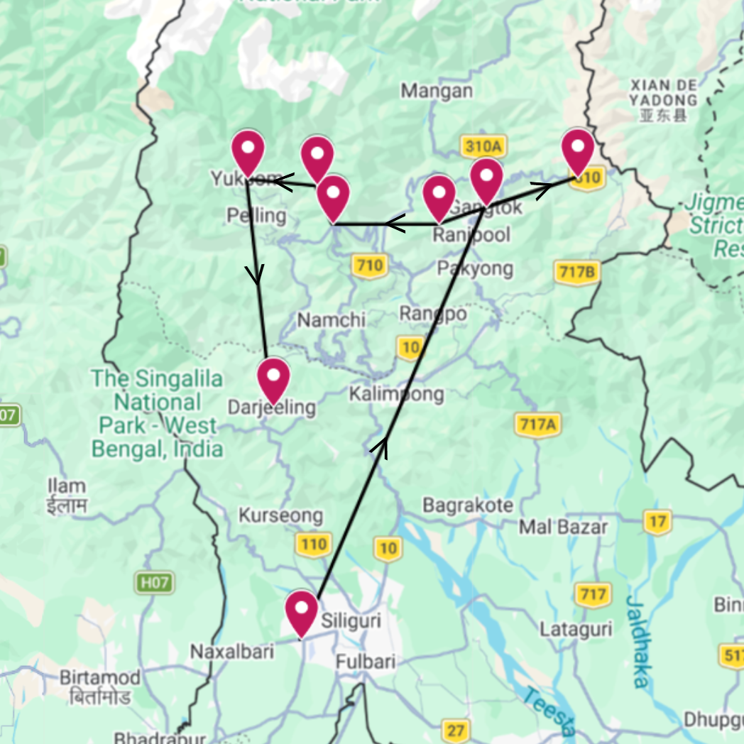 Itinéraire pour un séjour au Sikkim